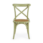 Zöld színű, szilfából készült, thonet jellegű étkezőszék.